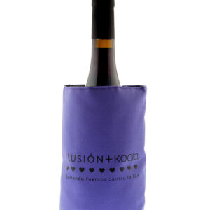 Funda enfriadora para botella de vino color violeta con grabación solidaria